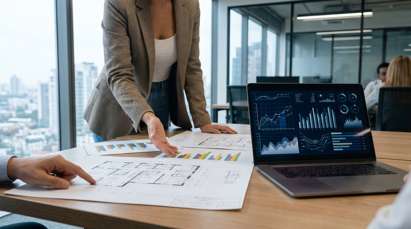 부동산 데이터 분석 차트와 서류