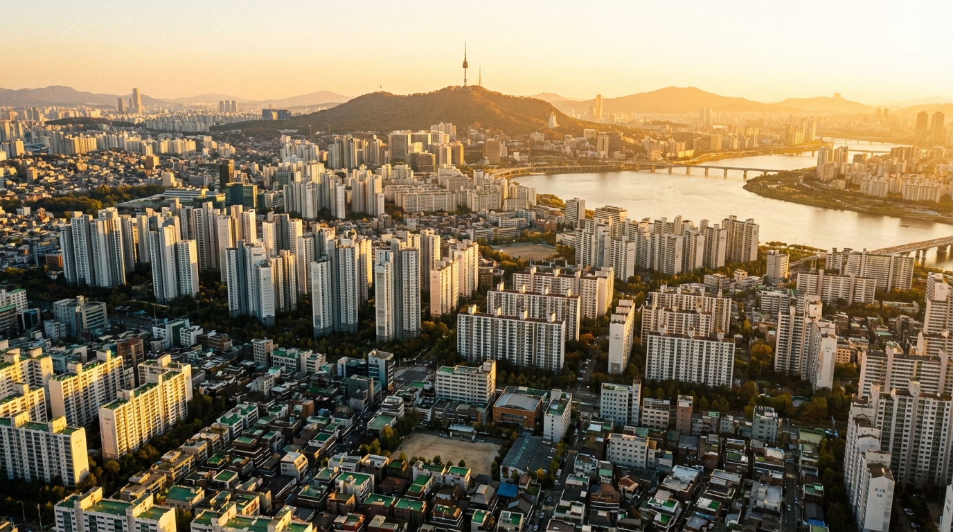 서울 아파트 전경과 도시 스카이라인