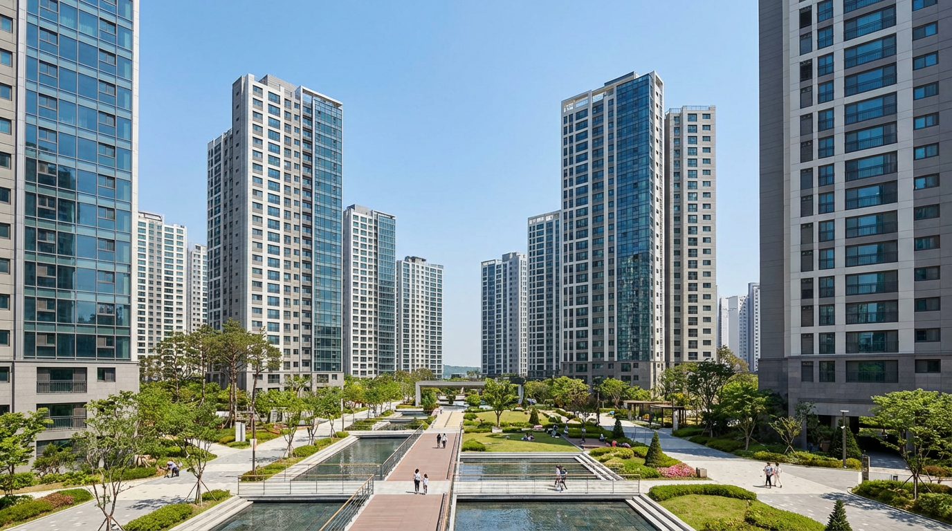 한국의 모던한 아파트 단지