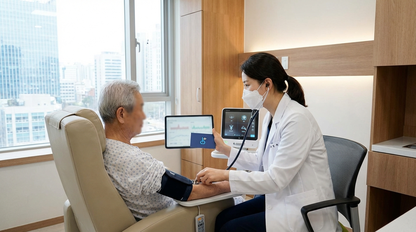 병원에서 진료받는 환자