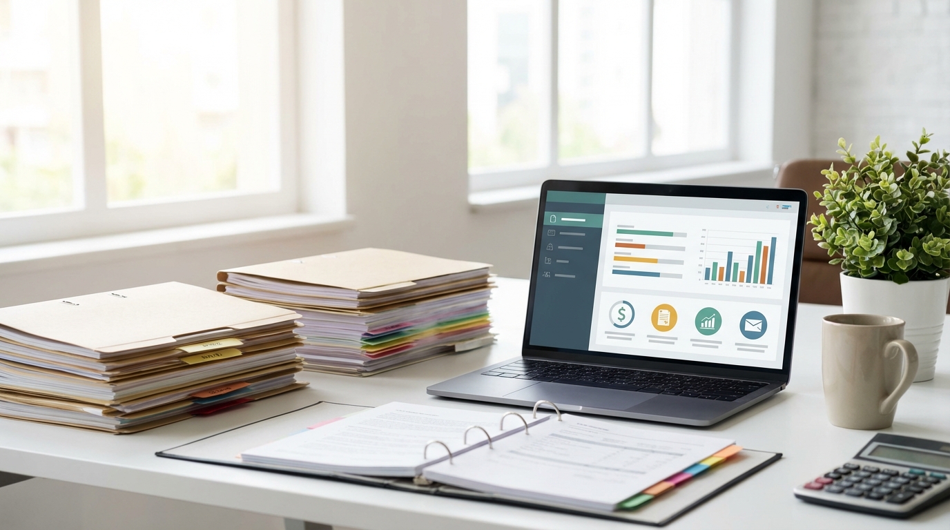 세금 신고를 위한 서류와 노트북