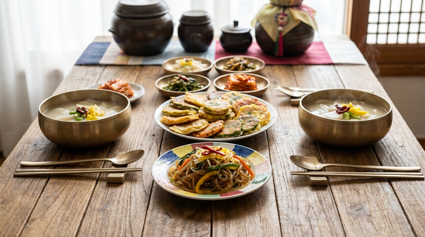 설날 전통 음식이 차려진 상차림