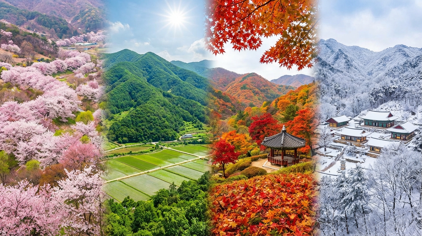 한국의 사계절 풍경 파노라마