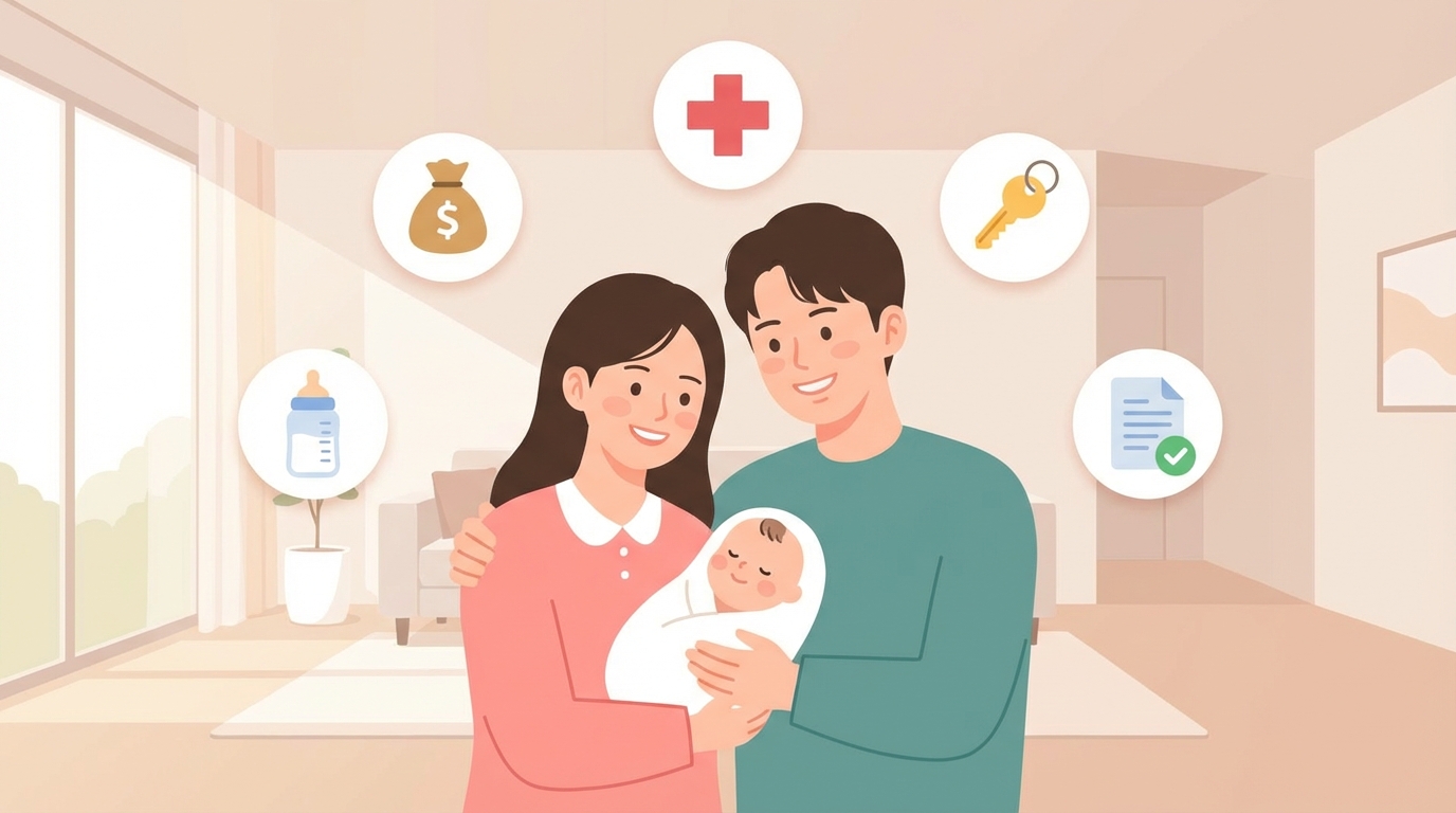 임산부와 신생아 가족을 위한 정부 지원 일러스트