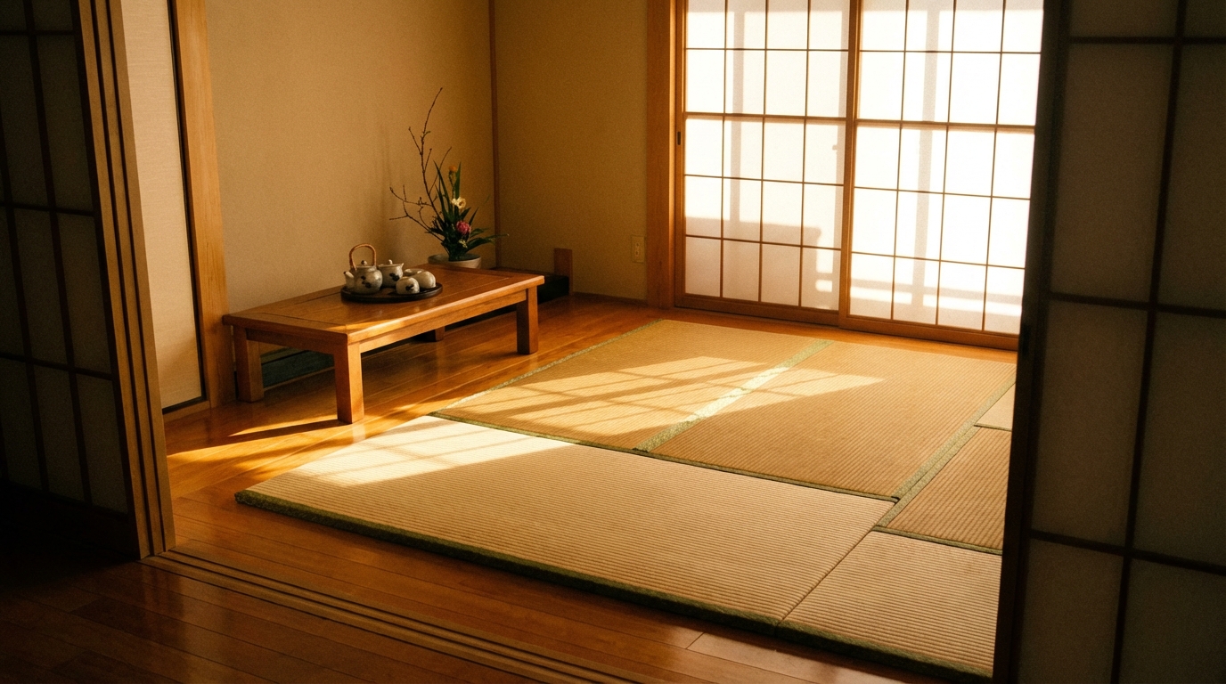 전통 다다미 방 - 평의 기원인 다다미 2장 크기