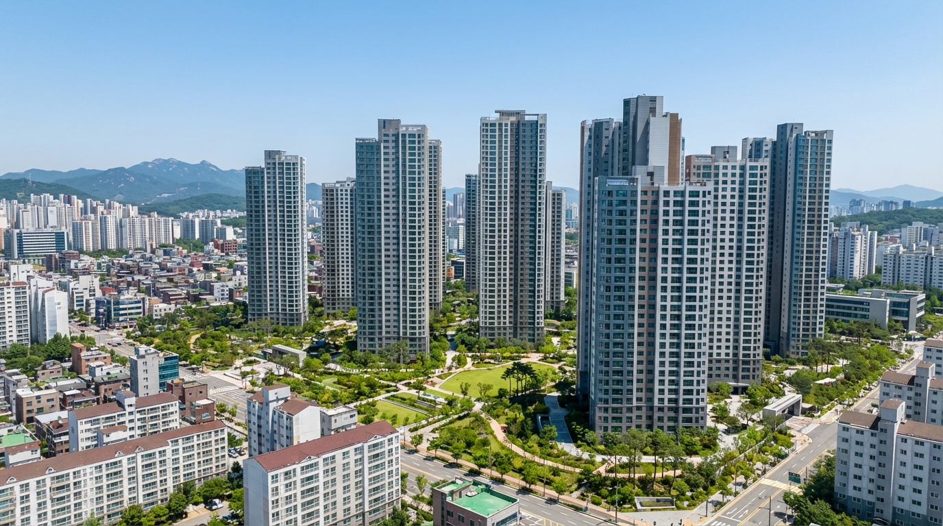 다양한 한국 아파트 단지 전경