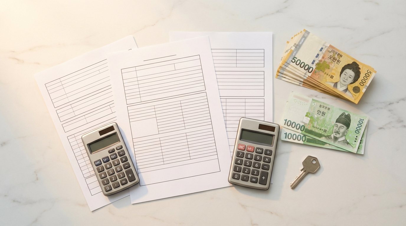 부동산 세금 서류와 계산기