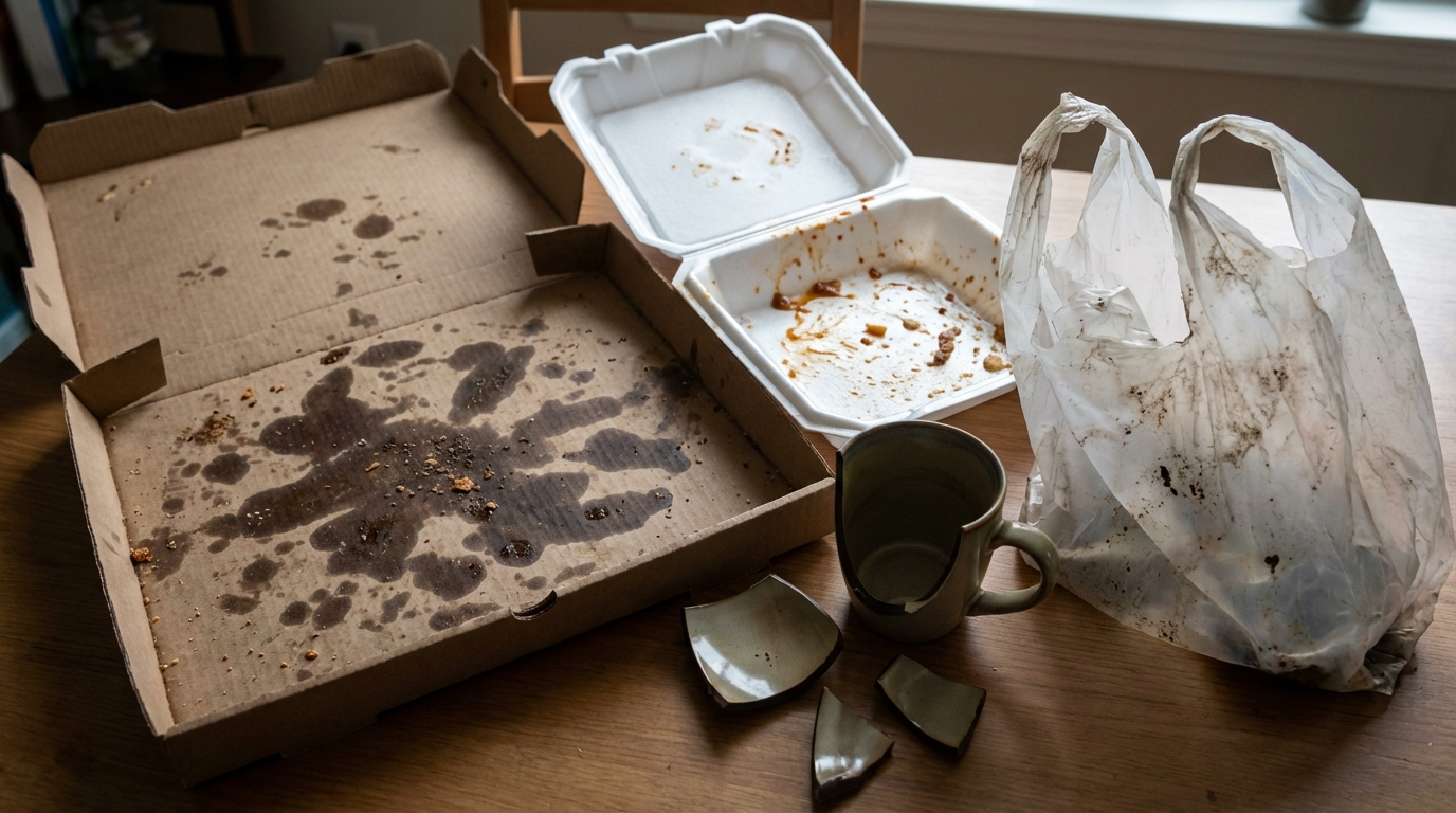 재활용이 안 되는 오염된 쓰레기 품목들