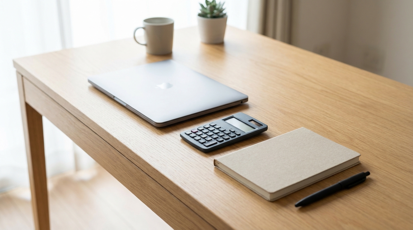 노트북과 계산기로 연봉 계산