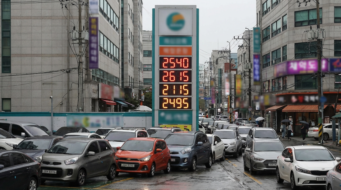 높은 기름값을 보여주는 주유소