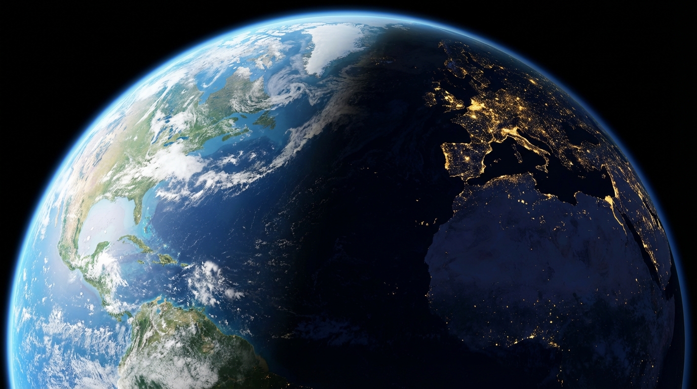 우주에서 본 지구의 낮과 밤