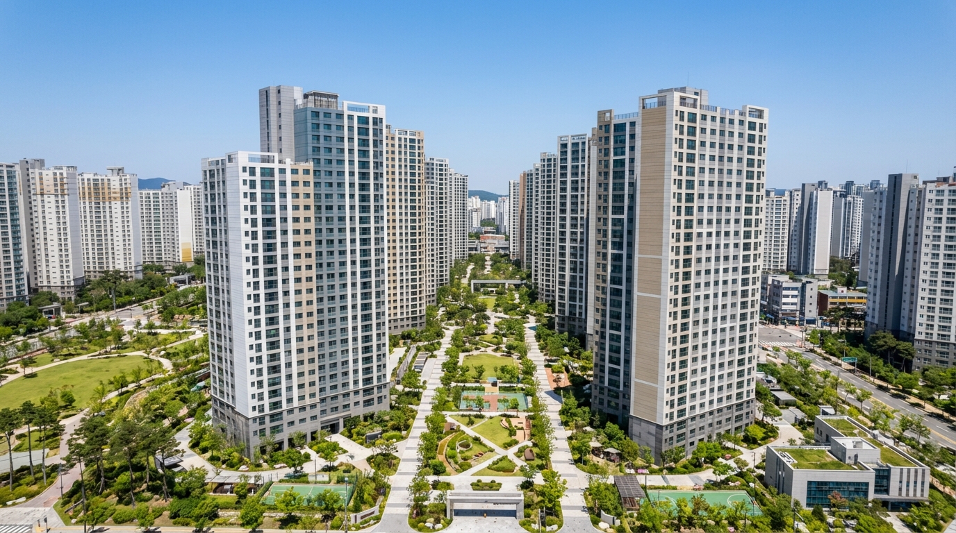 한국 도시의 아파트 단지 전경